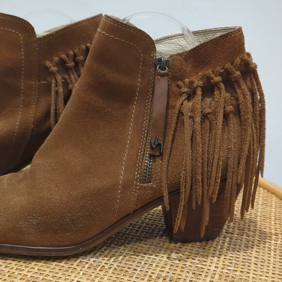 Vélez for Leather Lovers Fringe Suede Boots US Women's 10 Western Heeled Booties - Picture 3 of 9